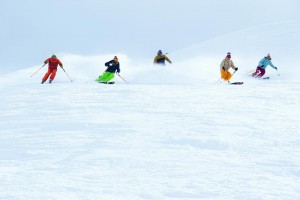 Skieurs sur les pistes de Saint Gervais